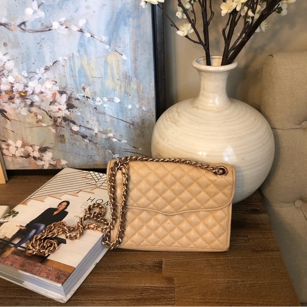 Rebecca Minkoff Quilted Beige Crossbody Bag